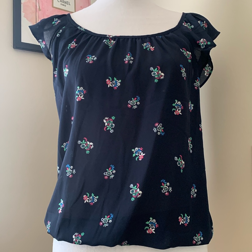 Loft Outlet - blue flower printed blouse